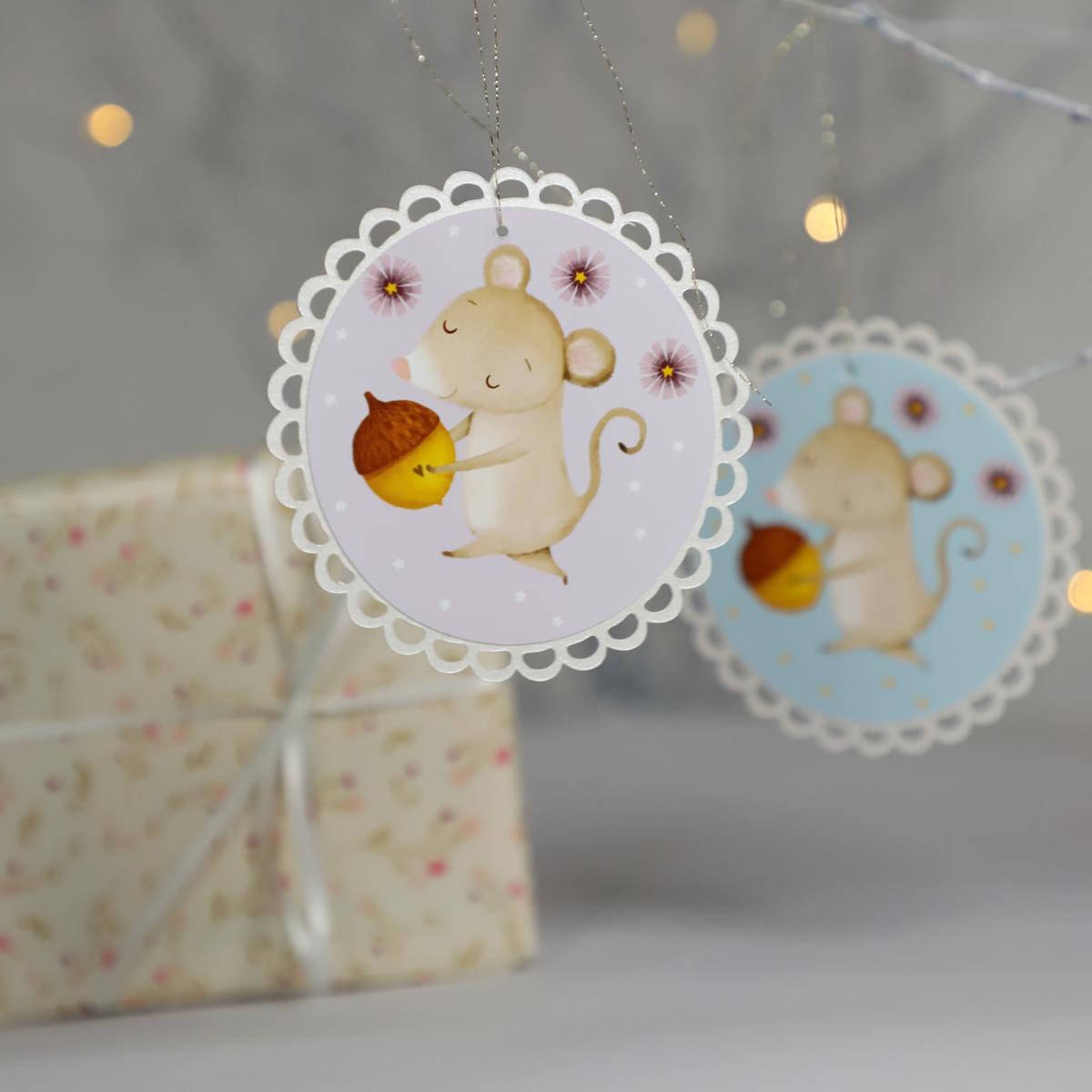 vánoční papírová ozdoba myška...perleťová