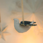 závěsná dekorace...holubička sváteční...zlatomodrá křídla